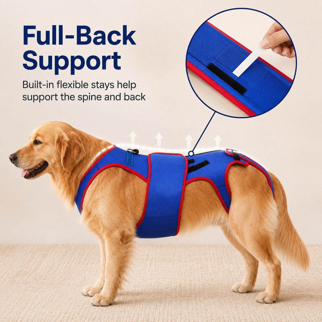 Dog Spine Support Vest for Senior & Recovery Dogs - Adjustable Back Support for Walking & Daily Mobility