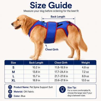 Dog Spine Support Vest for Senior & Recovery Dogs - Adjustable Back Support for Walking & Daily Mobility