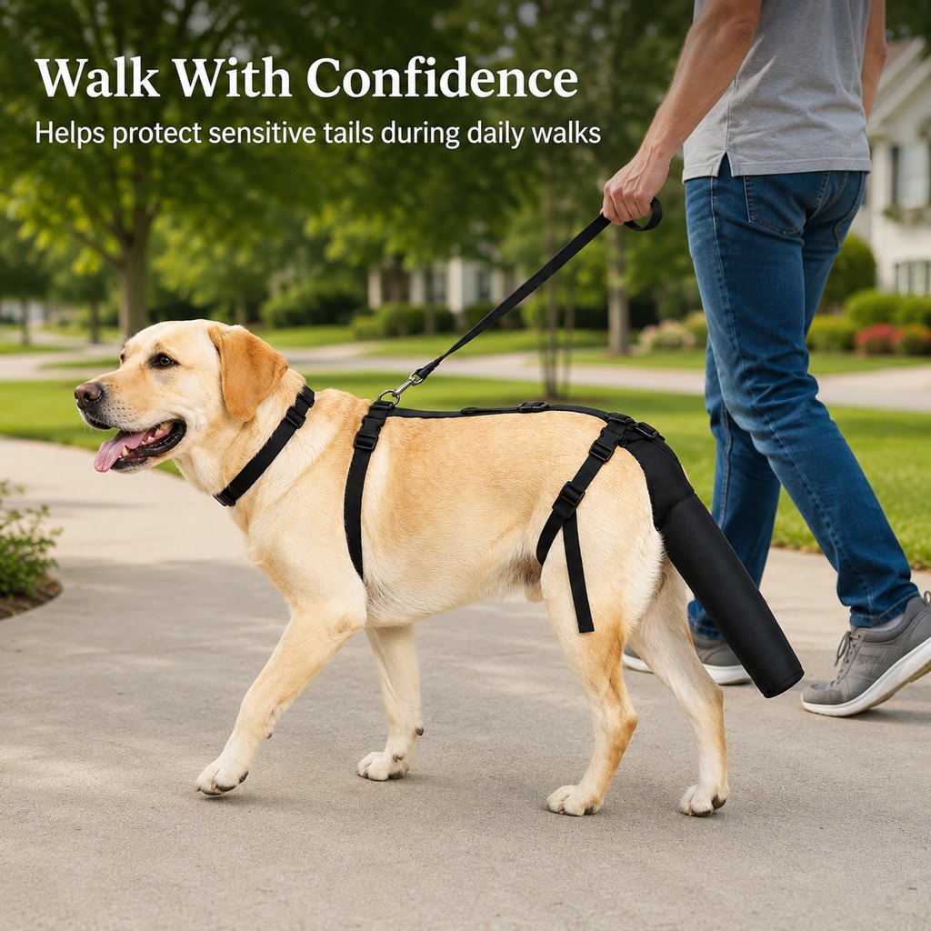 Adjustable Dog Tail Protector for Recovery & Daily Walks - Padded Guard for Sensitive Tails