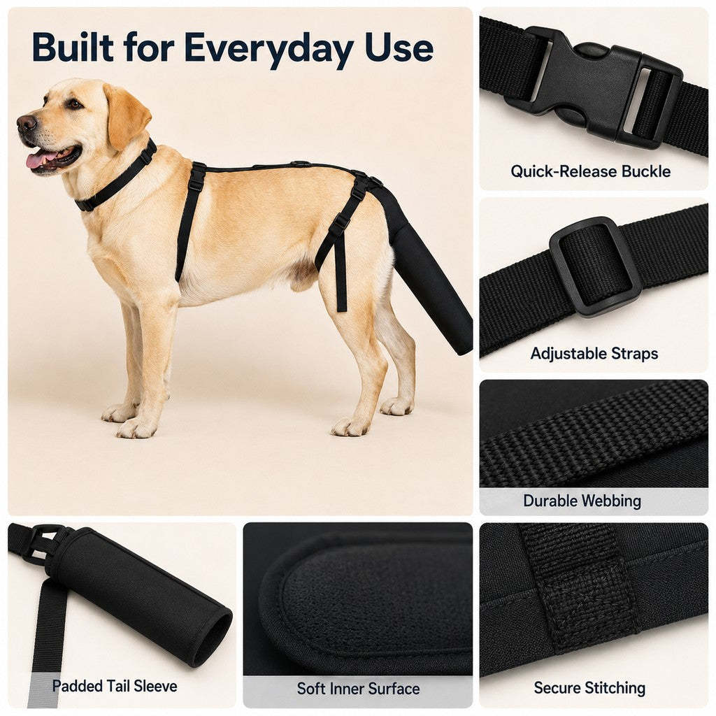 Adjustable Dog Tail Protector for Recovery & Daily Walks - Padded Guard for Sensitive Tails