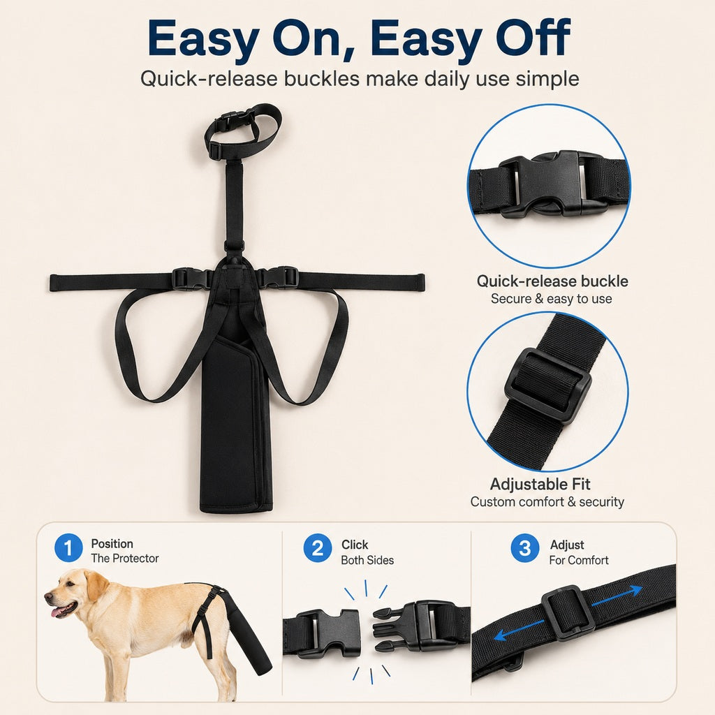 Adjustable Dog Tail Protector for Recovery & Daily Walks - Padded Guard for Sensitive Tails