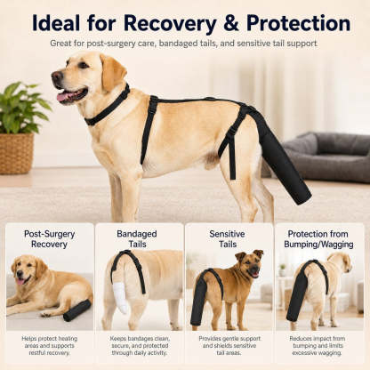 Adjustable Dog Tail Protector for Recovery & Daily Walks - Padded Guard for Sensitive Tails