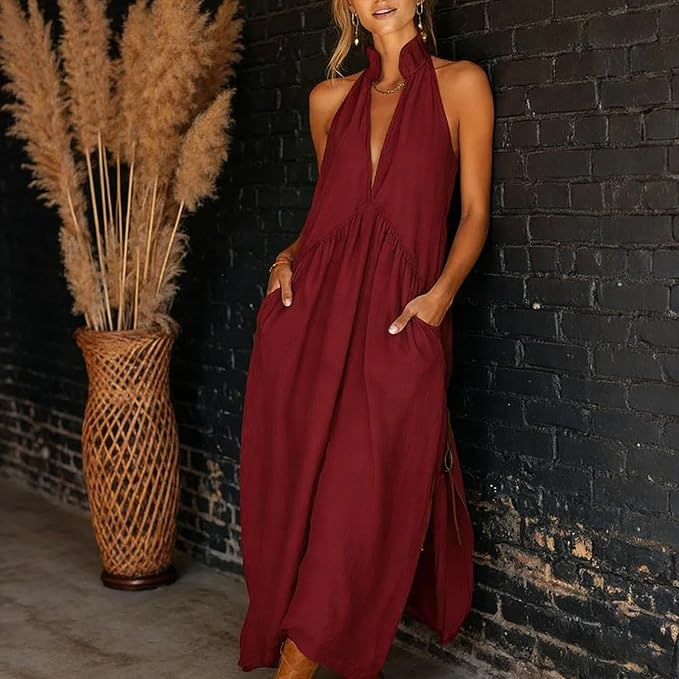 2026 Minimalist Halter Neck Maxi Dress