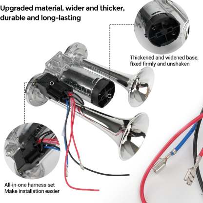 2026 Upgraded 150dB Super Loud 12V Dual Air Horn Kit