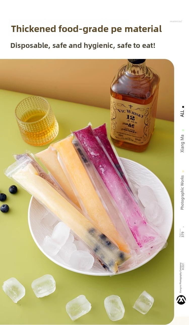 100 PCS Food-grade disposable popsicle bags, fruit jelly bags, ice cream, popsicle sticks, long strips, homemade ice pop bags 100 PCS Food-grade disposable popsicle bags, fruit jelly bags, ice cream, popsicle sticks, long strips, homemade ice pop bags