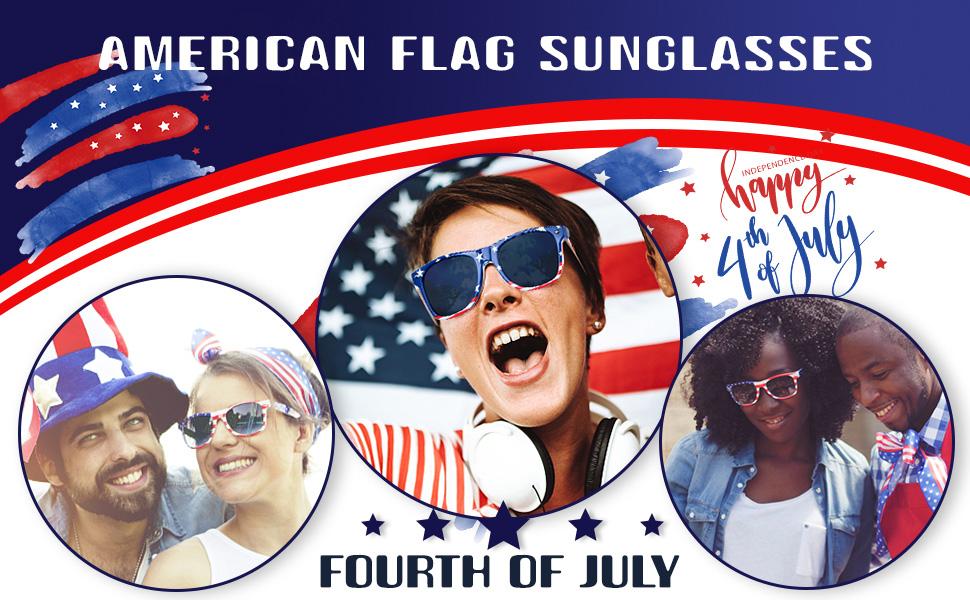3 Pairs American Flag Sunglasses, 4th of July Decorations Frame Sunglasses for Women Men Teens, Patriotic Party Favors Supplies Independence Day Memorial Day Decorations 4th of July Accessories