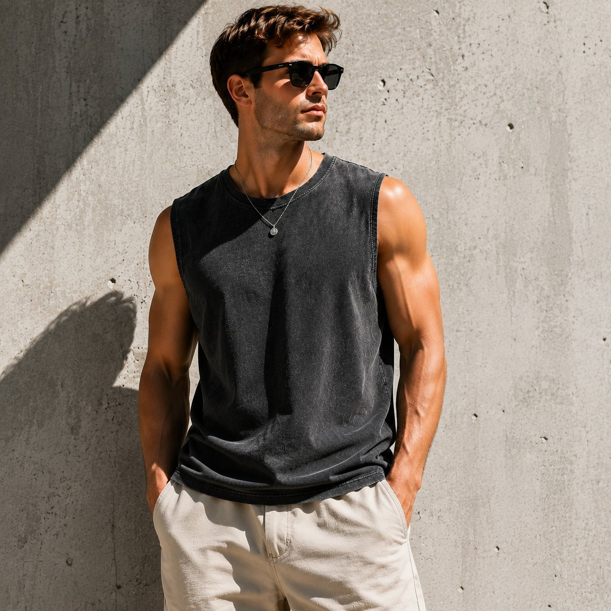 Men's 5-Pack Vintage Washed Sleeveless Tank Tops(5 Pack, 4XL)