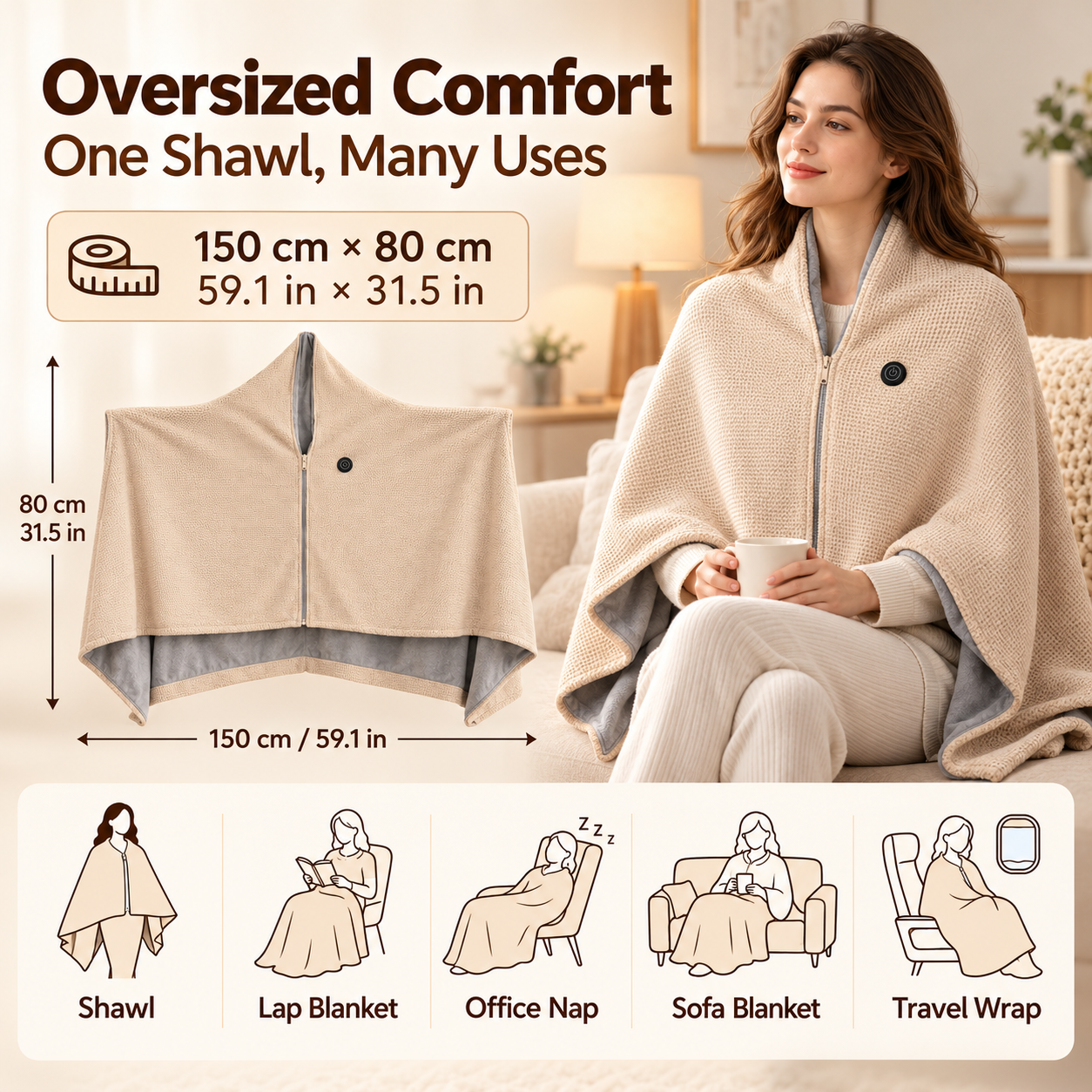 Heated shawl product details and specifications