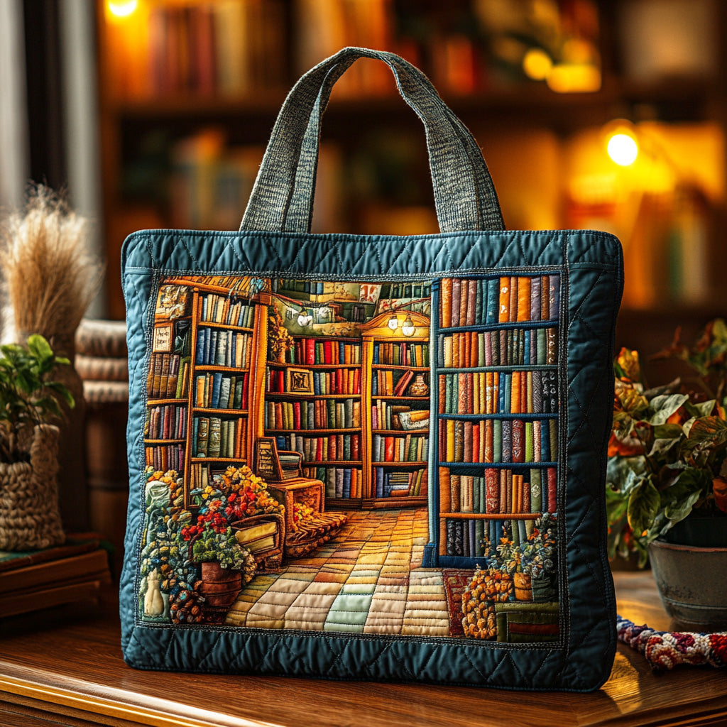 Book Store Quilted Tote Bag