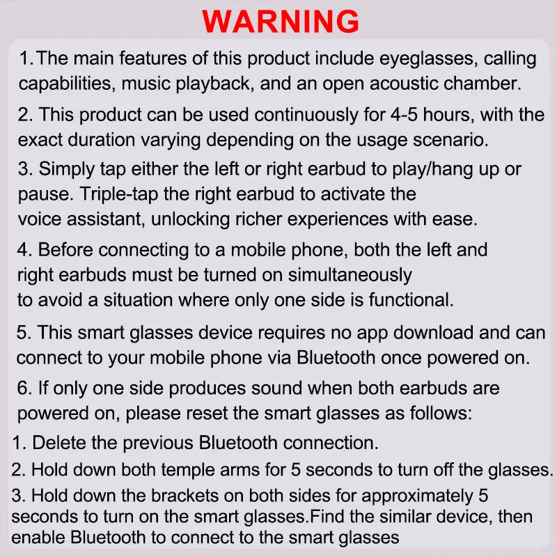 Smart Bluetooth 5.4 Sunglasses with Open-Ear Audio Blue Light Blocking UV Protection Waterproof