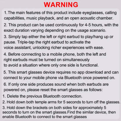Smart Bluetooth 5.4 Sunglasses with Open-Ear Audio Blue Light Blocking UV Protection Waterproof