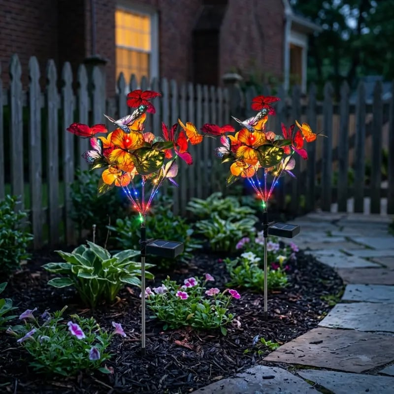 Solar Butterfly Garden Light – IP65 Waterproof Outdoor Stake – Realistic Colorful Decor for Lawn & Pathway