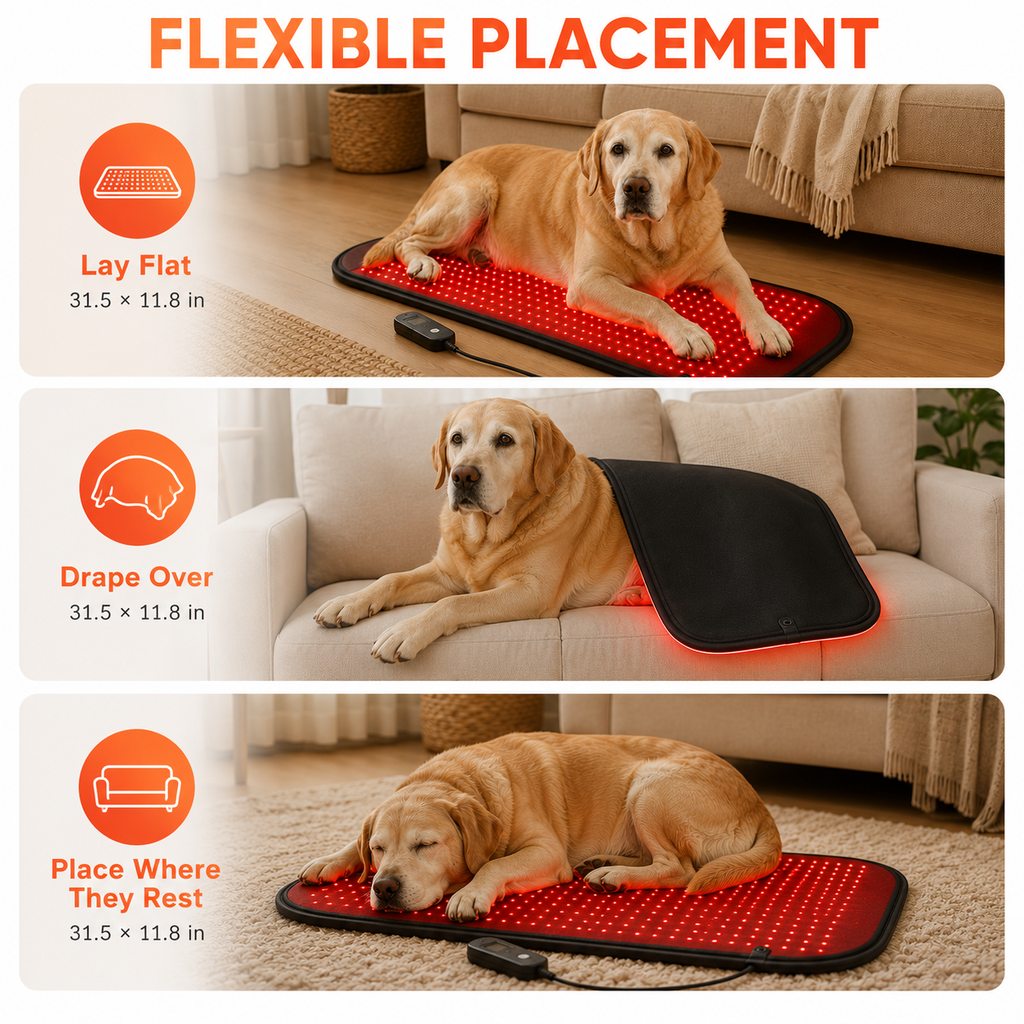 Pet Red & Near-Infrared Light Wellness Mat - Hands-Free At-Home Comfort for Senior, Active & Resting Dogs