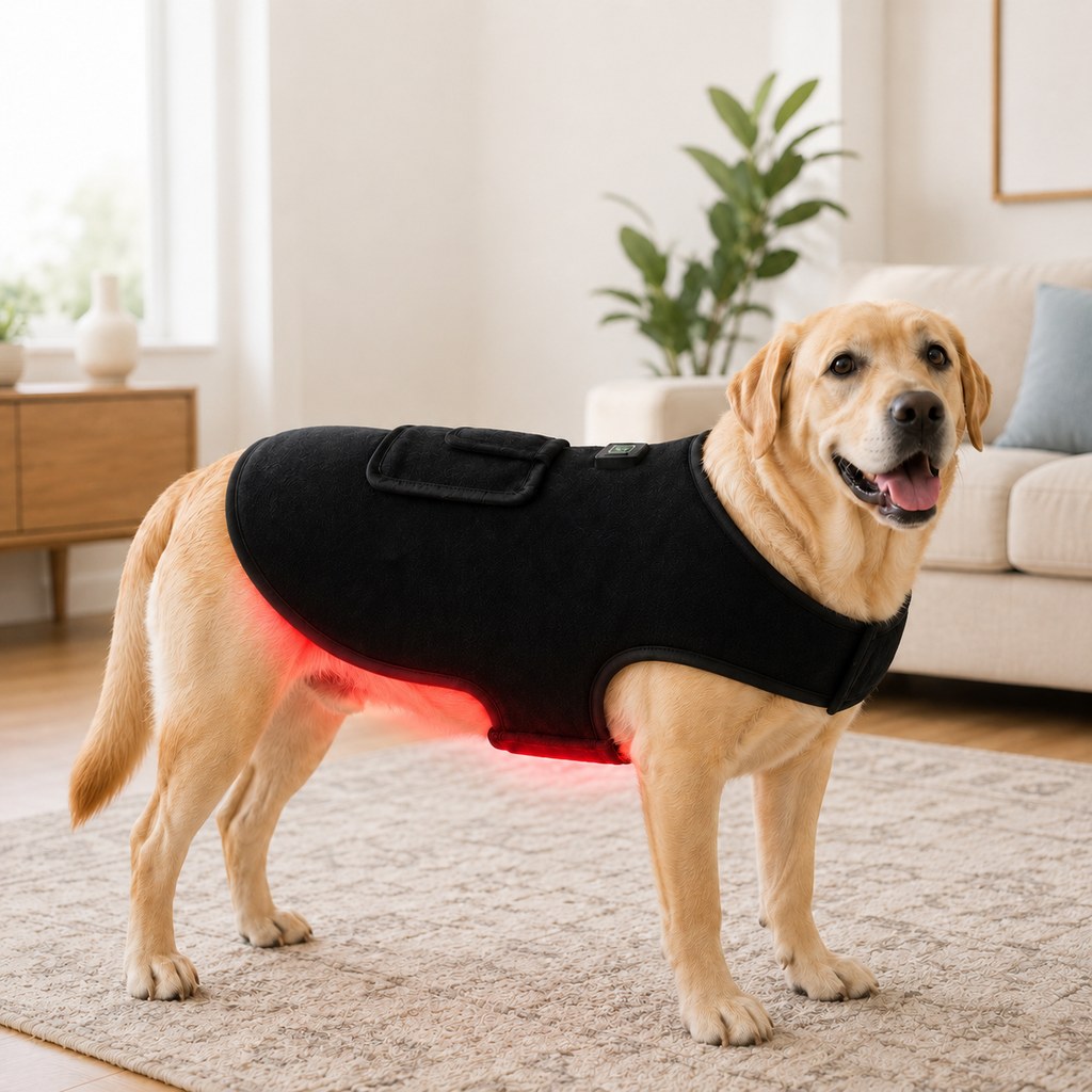 Pet Red Light Therapy Vest for Dogs & Cats – 660nm + 850nm Near-Infrared for Back, Hip, Joint & Muscle Comfort – USB or Rechargeable