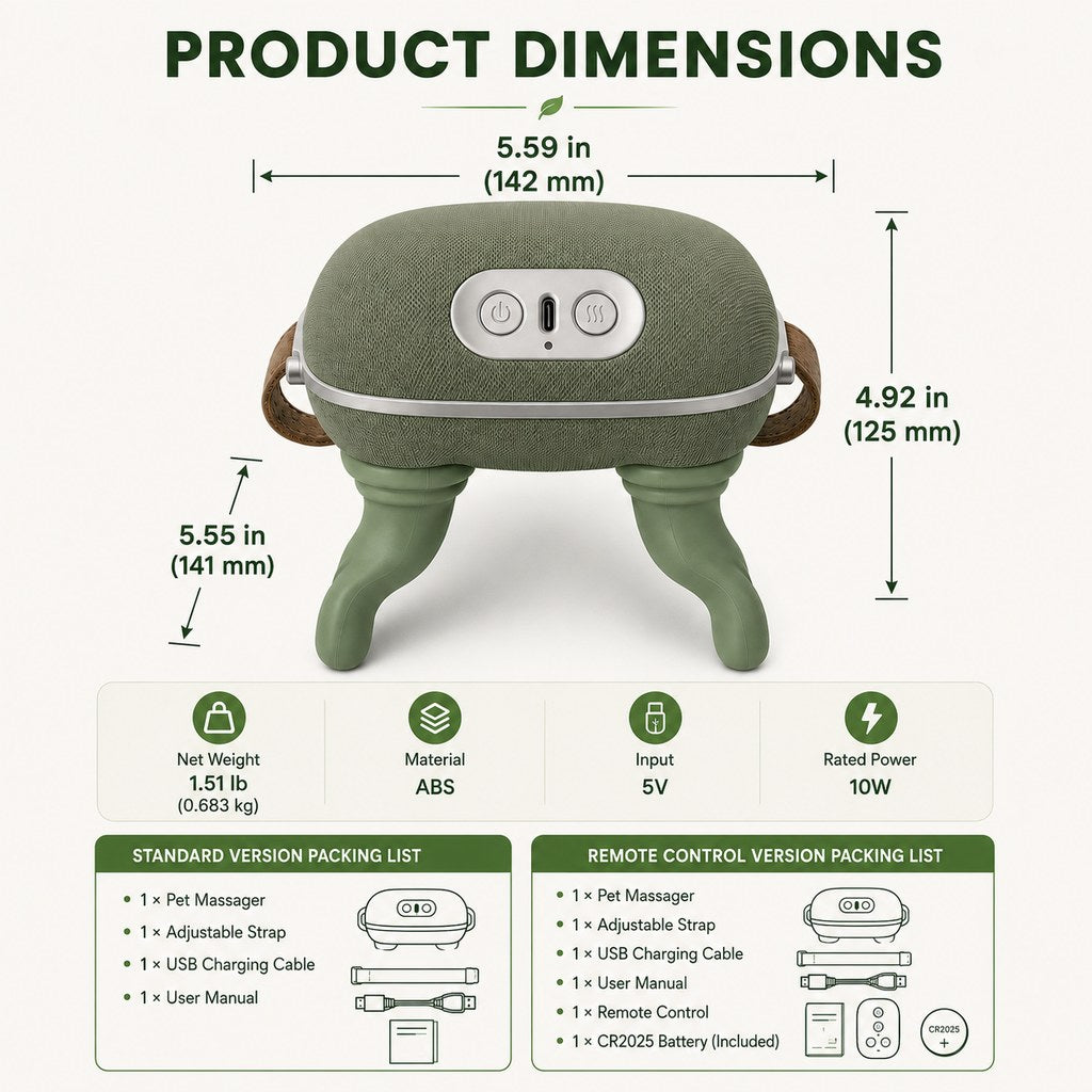 Hands-Free Dog Massager with Heat – Bionic Kneading for Post-Walk Relaxation & Everyday Comfort