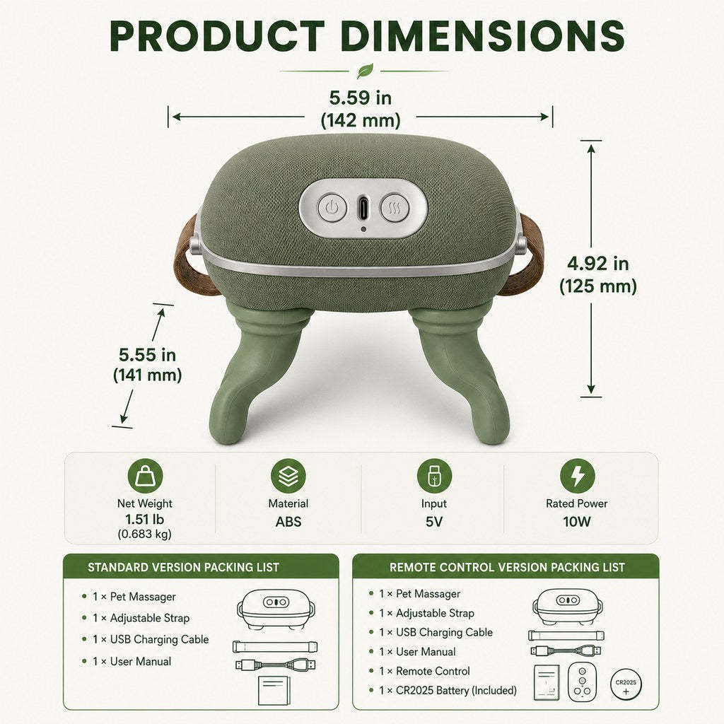 Hands-Free Dog Massager with Heat – Bionic Kneading for Post-Walk Relaxation & Everyday Comfort