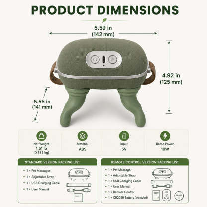 Hands-Free Dog Massager with Heat – Bionic Kneading for Post-Walk Relaxation & Everyday Comfort