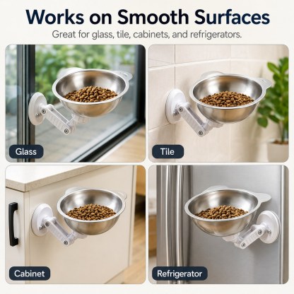 No-Drill Wall-Mounted Pet Bowl for Small Dogs & Cats - Elevated Feeding for Cleaner Floors