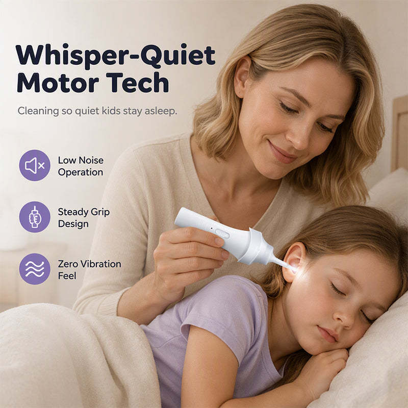 LED Ear Wax Vacuum Cleaner with 65 kPa Suction & Washable Silicone Tips