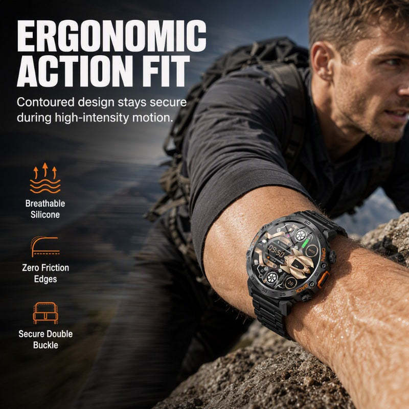 Outdoor Smartwatch – Rugged, LED Flashlight & Bluetooth Calling – For Sports, Fitness & Adventure