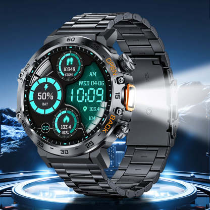 Outdoor Smartwatch – Rugged, LED Flashlight & Bluetooth Calling – For Sports, Fitness & Adventure