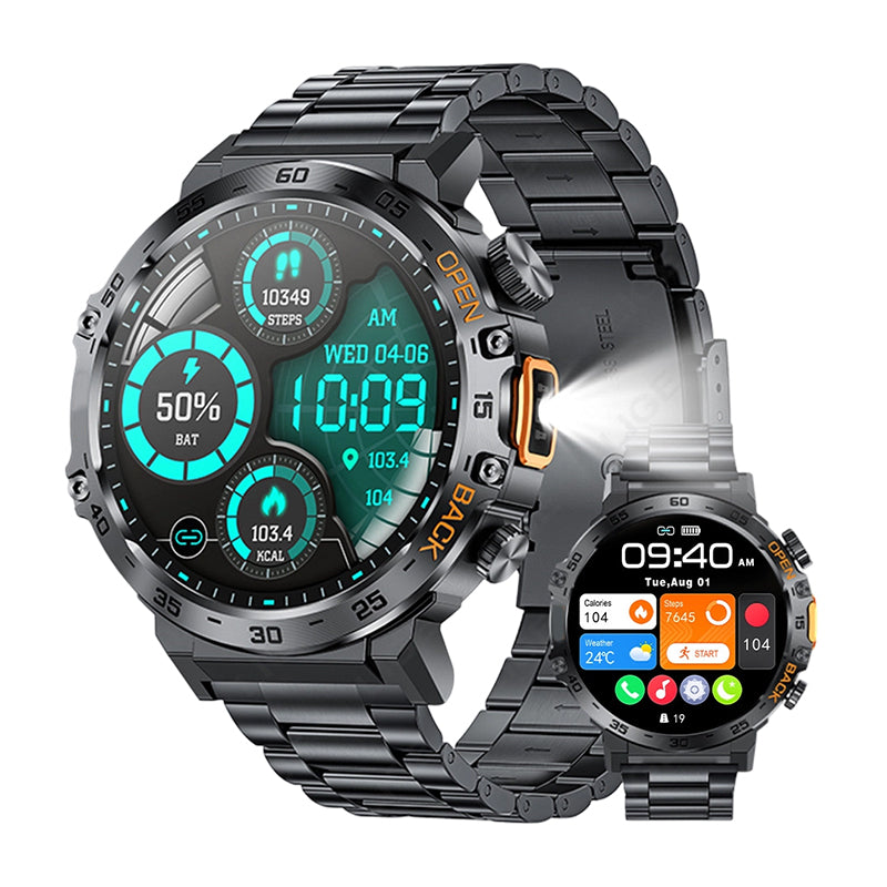 Outdoor Smartwatch – Rugged, LED Flashlight & Bluetooth Calling – For Sports, Fitness & Adventure