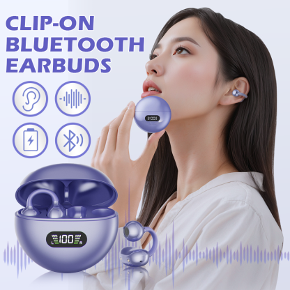 Open-Ear Clip-On Bluetooth Earbuds – All-Day Comfort, Immersive Sound, Leakage Control, 8-10h Battery, Touch Control