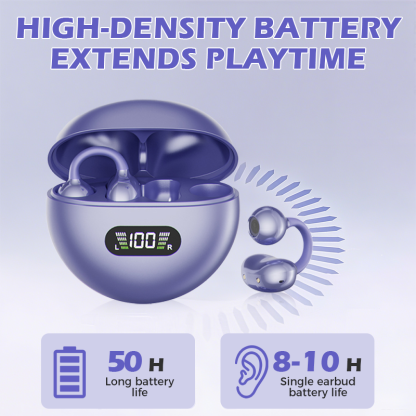 Open-Ear Clip-On Bluetooth Earbuds – All-Day Comfort, Immersive Sound, Leakage Control, 8-10h Battery, Touch Control