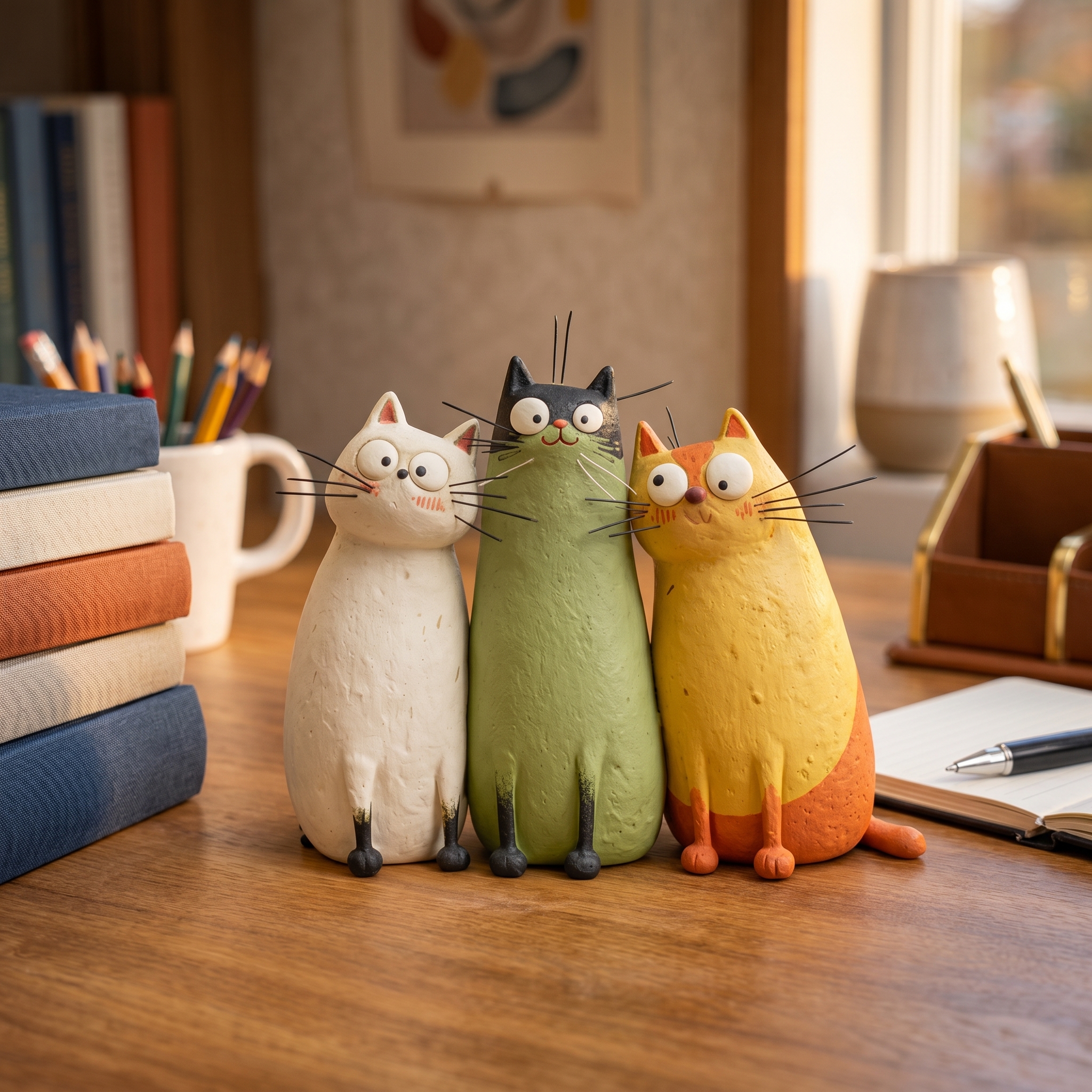 🐱Handmade Cat Figurine &ndash; Cute Artistic Desktop Decoration 💙