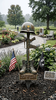Vietnam Veteran tribute garden stake detail