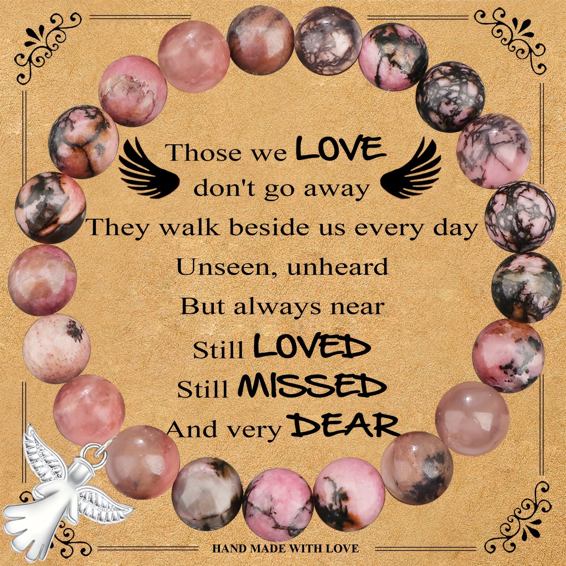 Memorial Gifts Angel Wings Healing Crystal Bracelet