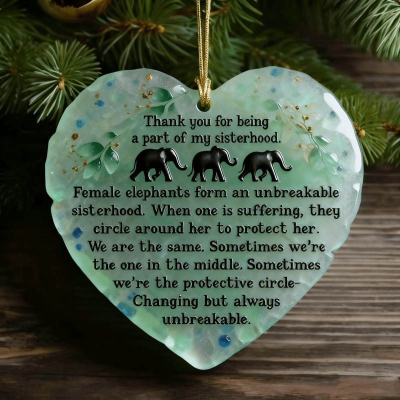 🔥🐘💝Heartfelt Elephant Sisterhood Keepsake - Heart Ornament