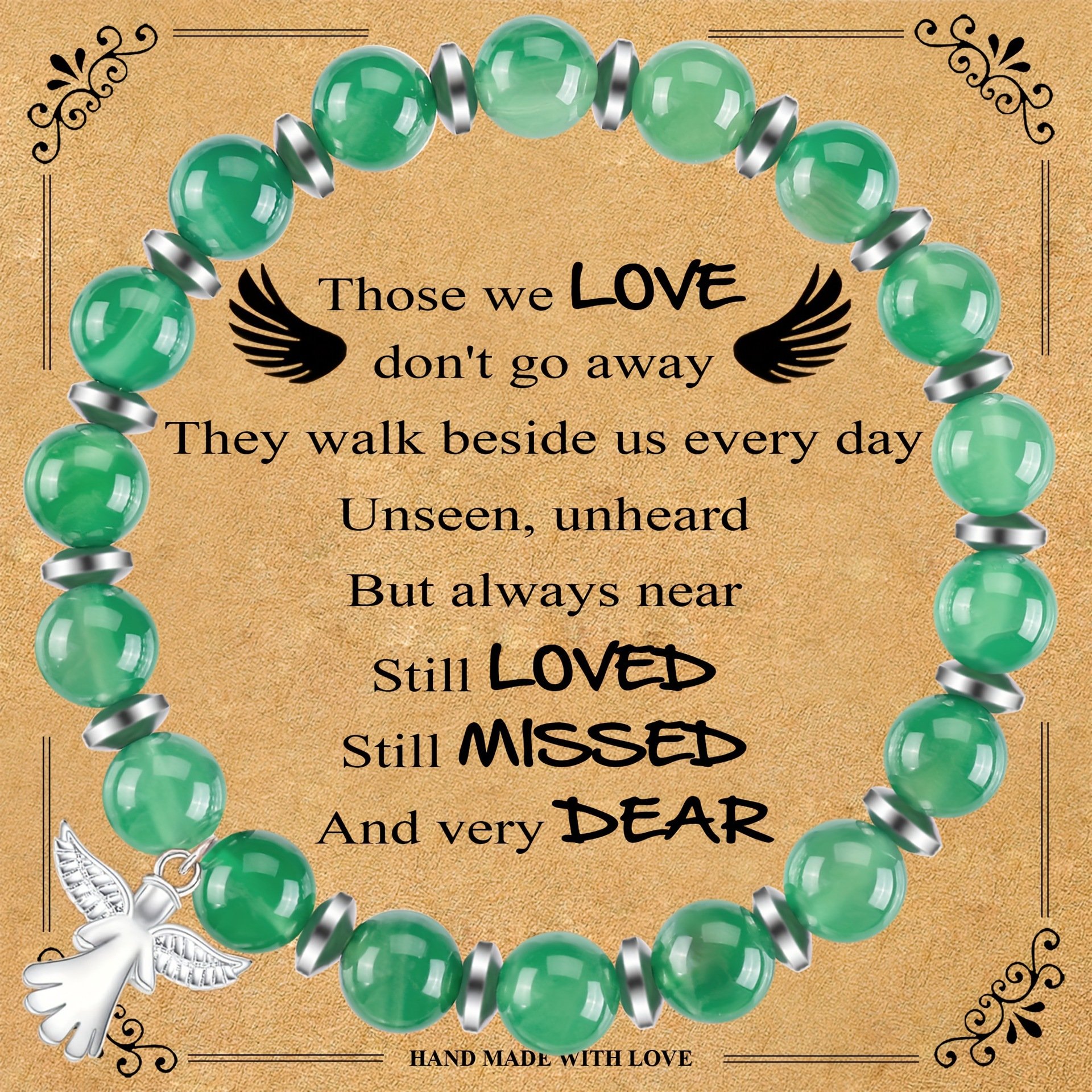 Memorial Gifts Angel Wings Healing Crystal Bracelet