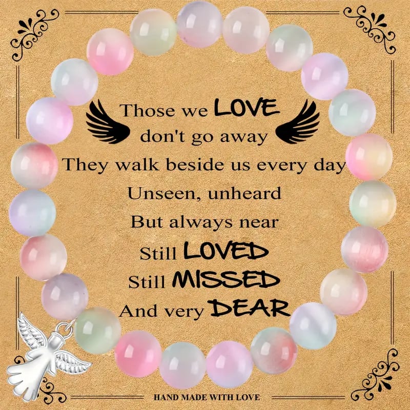 Memorial Gifts Angel Wings Healing Crystal Bracelet