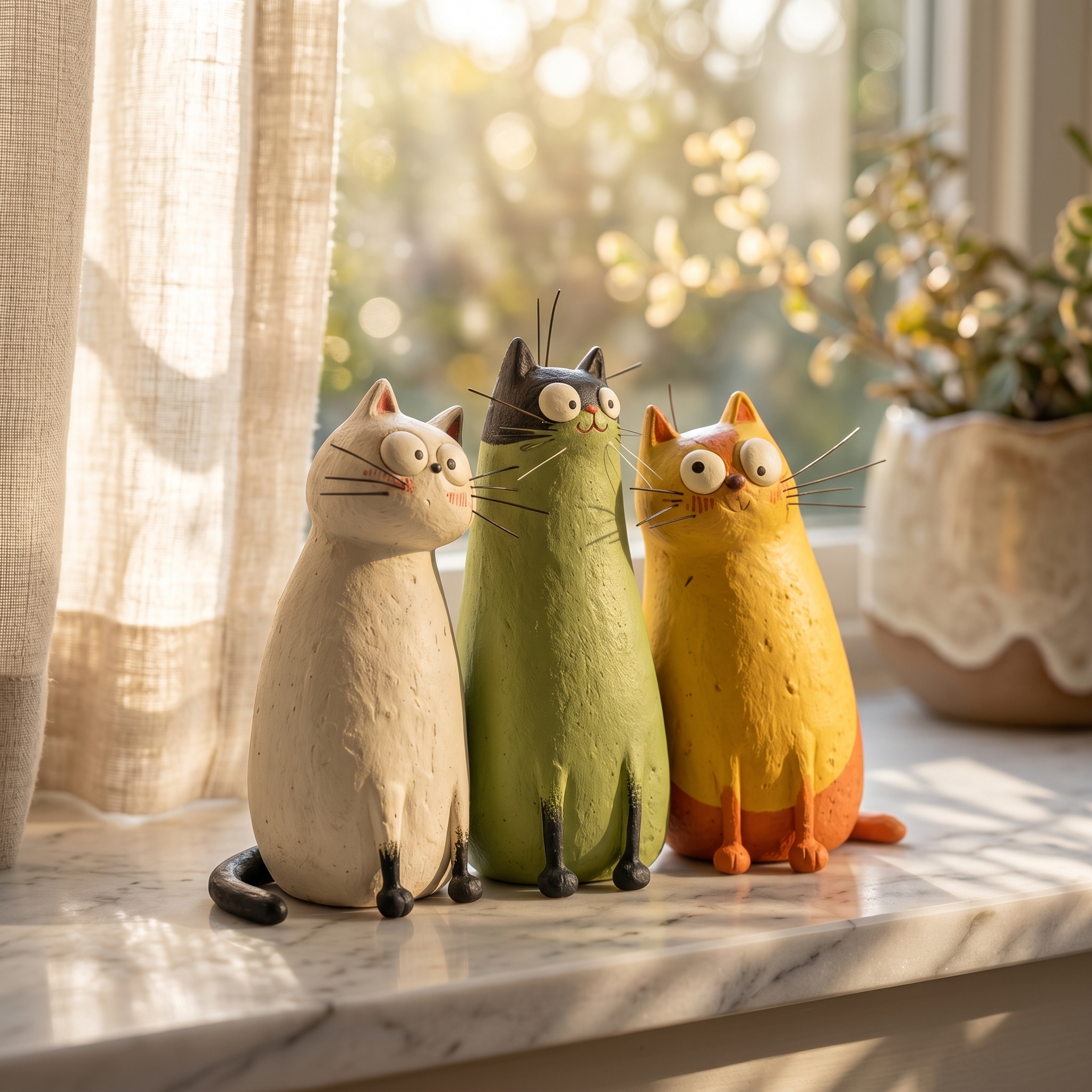 🐱Handmade Cat Figurine &ndash; Cute Artistic Desktop Decoration 💙