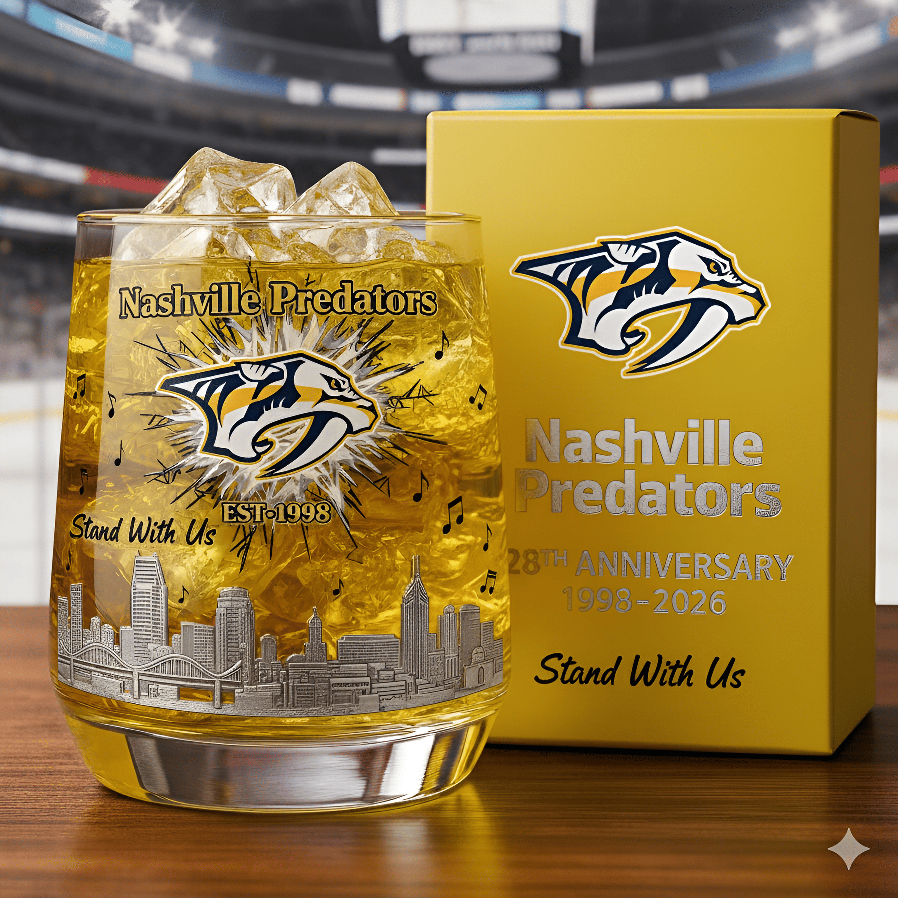 Nashville Predators 28th Anniversary Whiskey Glass