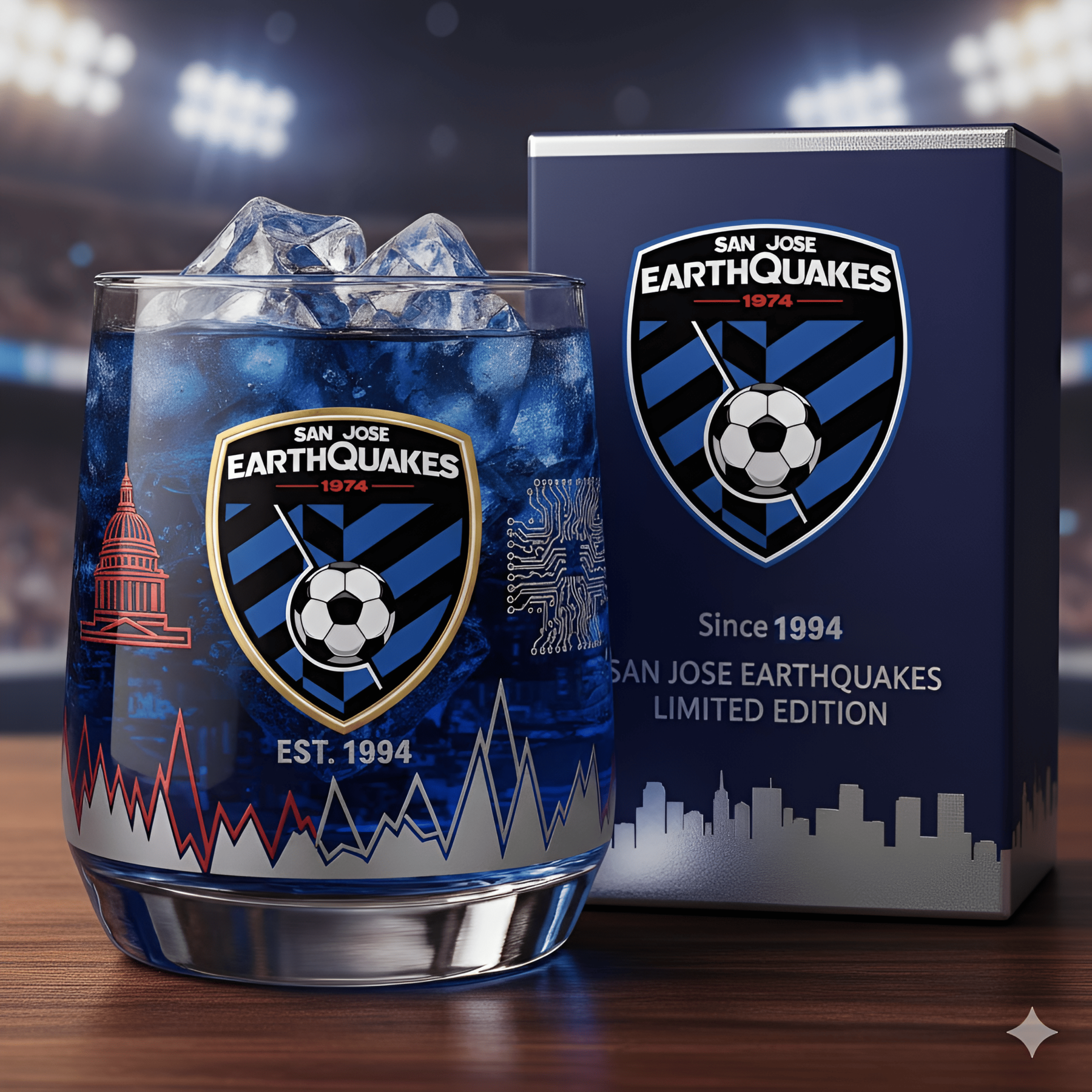 San Jose Earthquakes Whiskey Glass