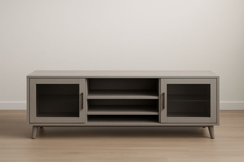 Meuble TV en bois MDF avec portes en verre