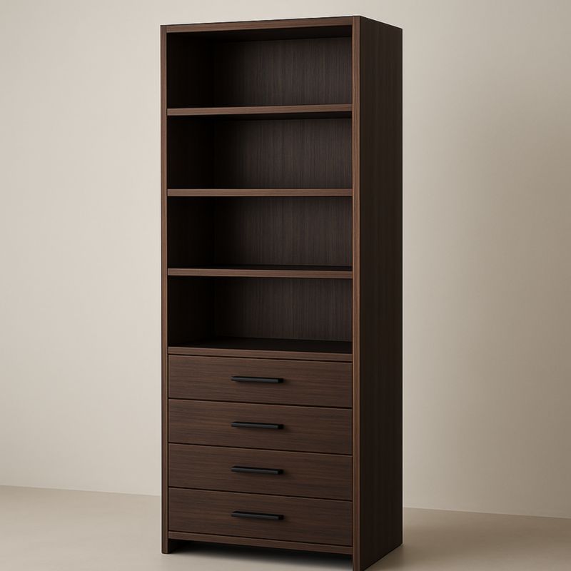 Bibliothèque étagères bois avec tiroirs 80x35x200cm