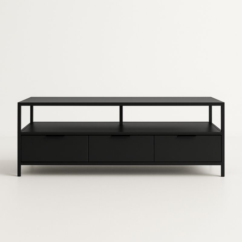 Meuble TV en métal noir avec tiroirs 120cm x 40cm x 50cm
