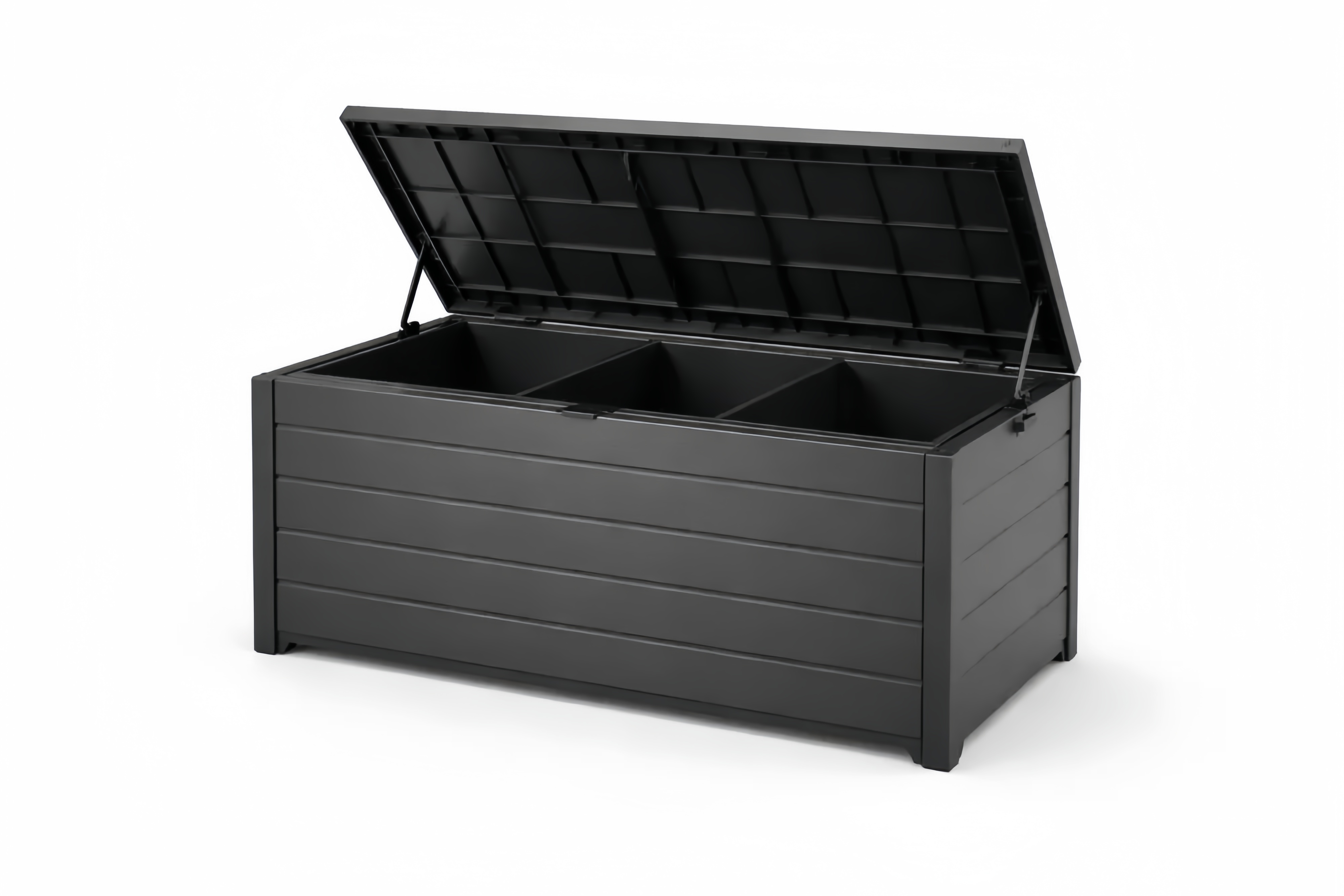 Contenitore da Esterno in Polipropilene Nero con Coperchio Apribile