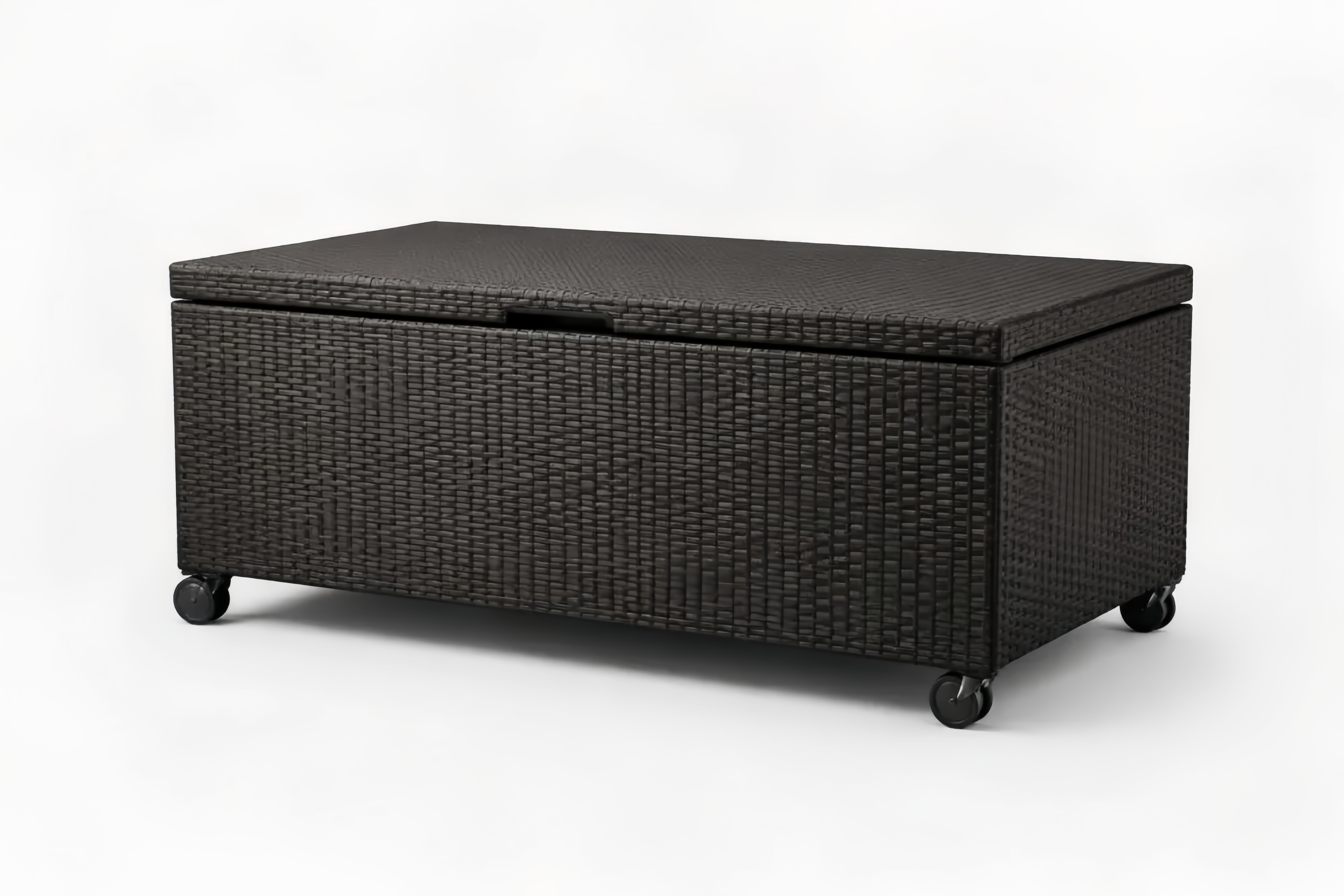 Contenitore da Esterno con Ruote in Rattan Sintetico Nero