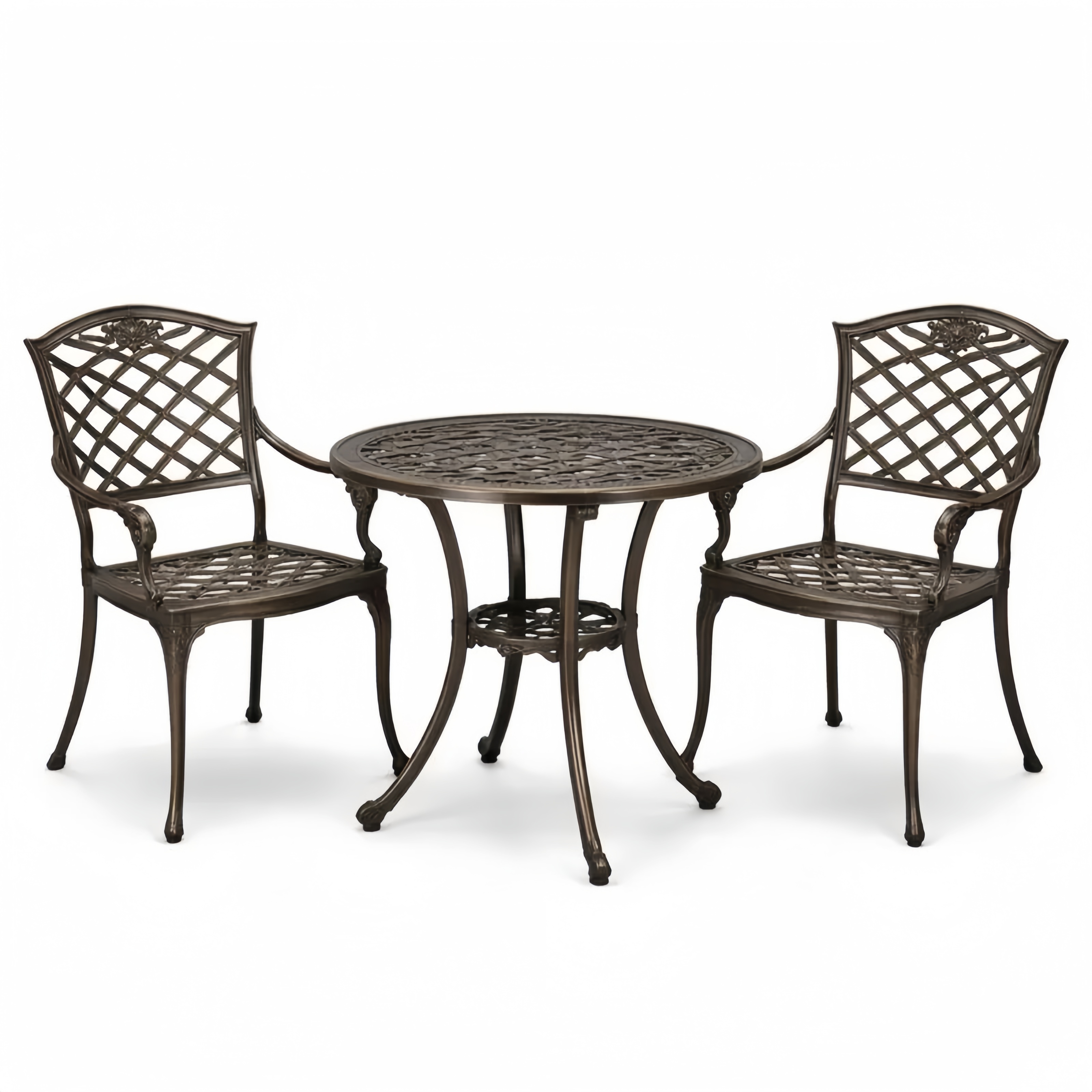 Set Tavolo e Sedie in Alluminio Antiruggine Bronzo Ø70cm