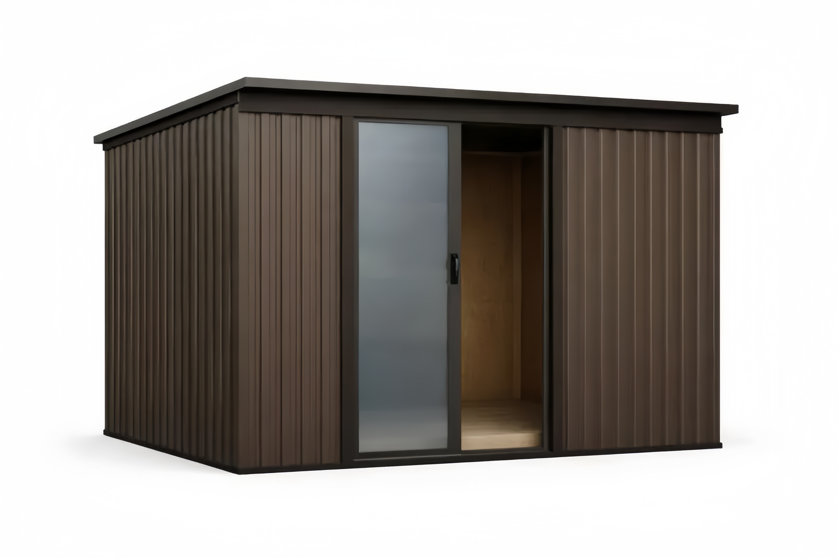 Capanno da Giardino in Acciaio Marrone con Porta Scorrevole