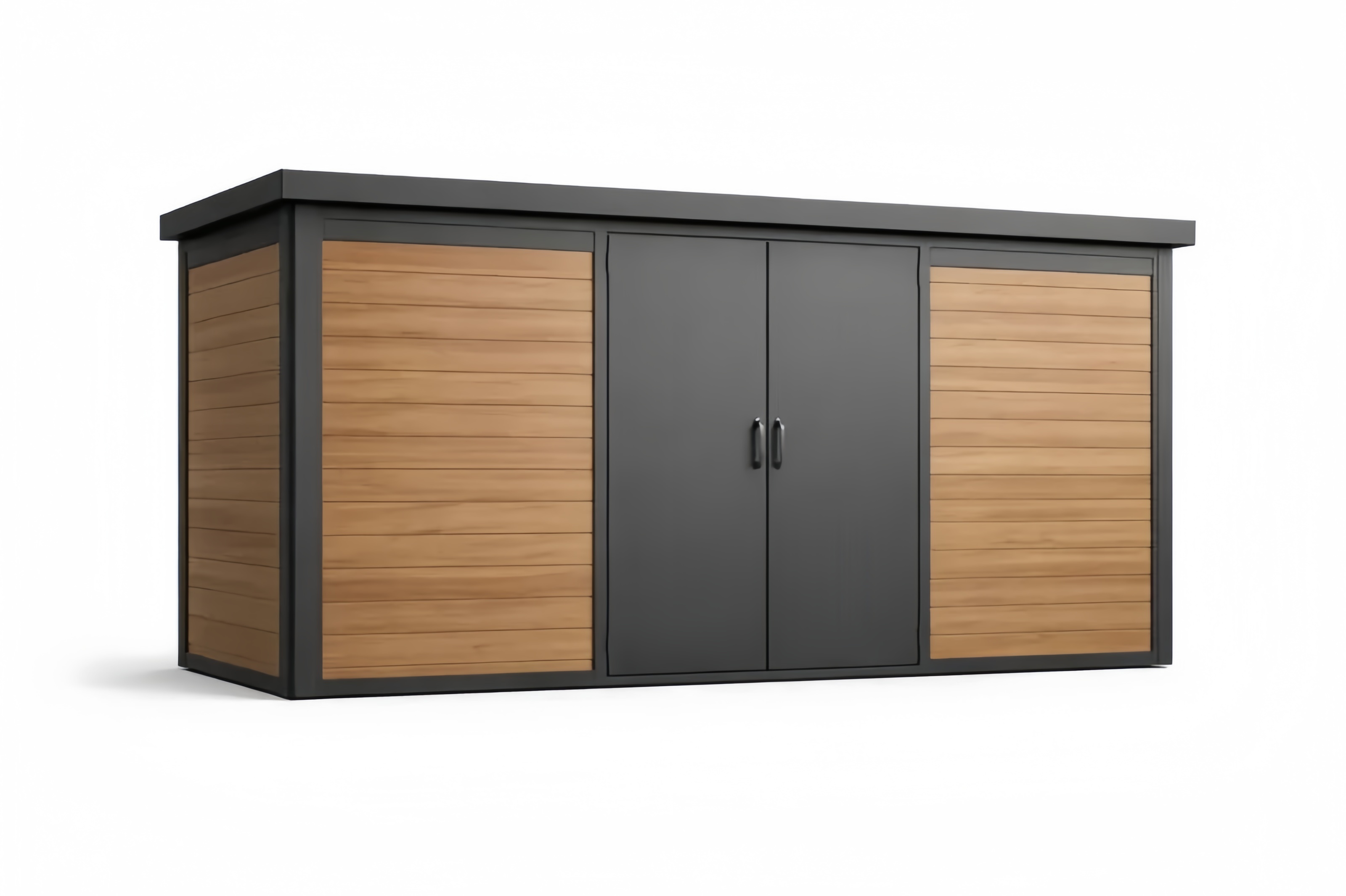 Capanno da Giardino in Acciaio e Legno composito Nero Marrone