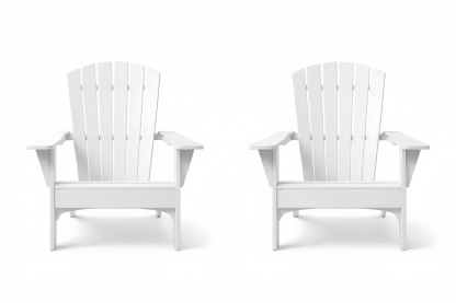 Set di 2 Sedie Adirondack da Esterno in Polietilene Bianco