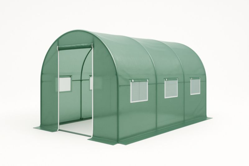 Serre de jardin en acier et polyéthylène vert avec fenêtres 600 x 300 x 200 cm(L×l×H)