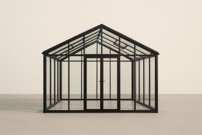 Serre aluminium verre trempé noir 300x300x250 cm(L×l×H)