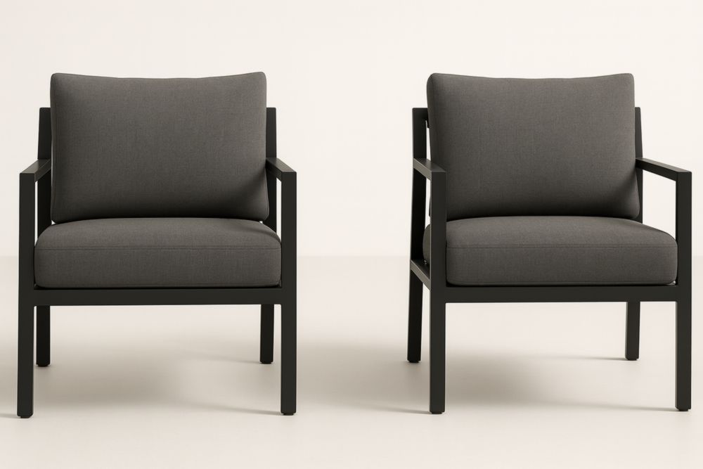 Set di 2 poltrone in alluminio e tessuto grigio-Casavellor