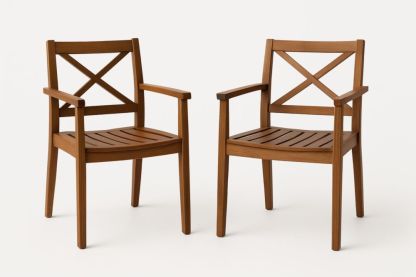 Set di 2 sedie con braccioli in legno di teak-Casavellor